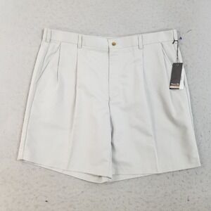 Palmland Club Shorts Mens 42 Stone Grey Pleated Front 100% Polyester NWT